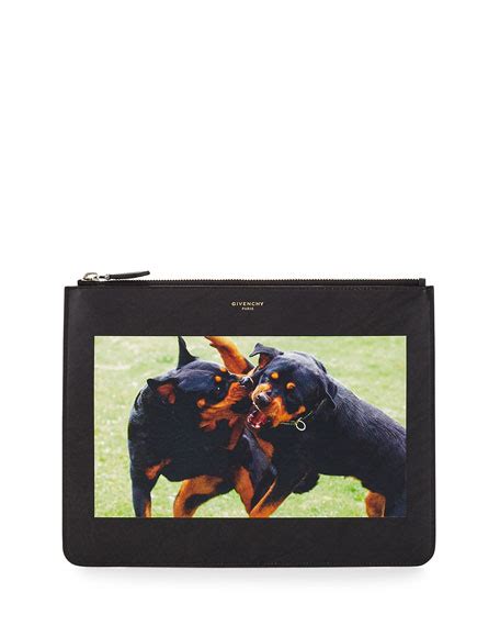 pochette givenchy chien|GIVENCHY Calfskin Fighting Rottweiler Print Pouch Black .